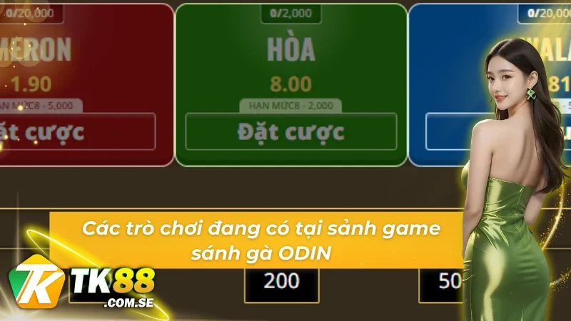 Các trò chơi đang có tại sảnh game Đá gà ODIN