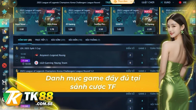 Danh mục game siêu chất lượng từ sảnh TF E-Sports